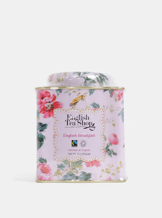 Sypaný čierny čaj v plechovke v rúžovej farbe English Tea Shop
