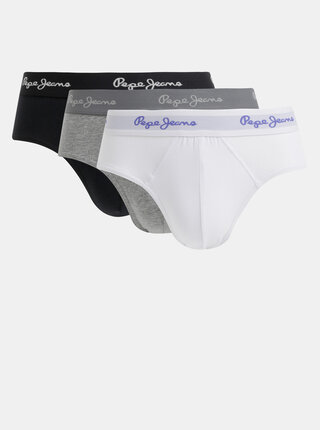 Sada tří slipů v bílé, černé a šedé barvě Pepe Jeans Ralph