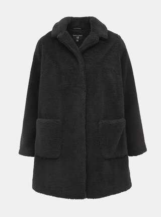 Černý kabát z umělého kožíšku Dorothy Perkins Curve