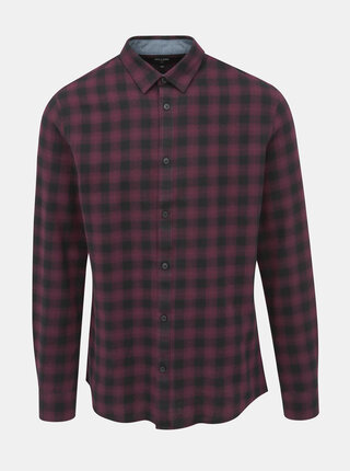Vínová kockovaná slim fit košeľa ONLY & SONS Emil