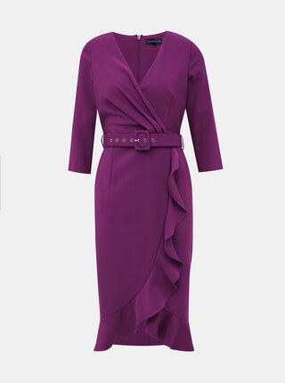 Fialové pouzdrové šaty s volánem Dorothy Perkins