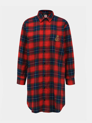 Červená dámska kockovaná nočná košeľa Lauren Ralph Lauren