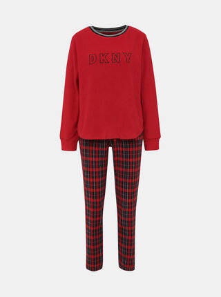 Červené fleecové dvoudílné pyžamo DKNY