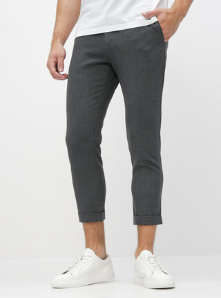 Tmavosivé skrátené chino nohavice Casual Friday by Blend