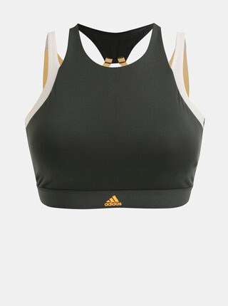 Tmavozelená športová podprsenka adidas Performance Halter