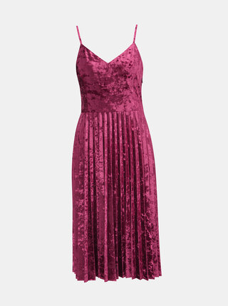 Růžové sametové šaty s plisovanou sukní Dorothy Perkins
