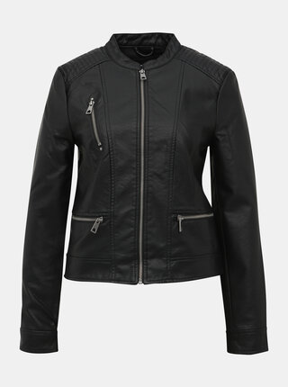 Čierna koženková bunda VERO MODA Favo