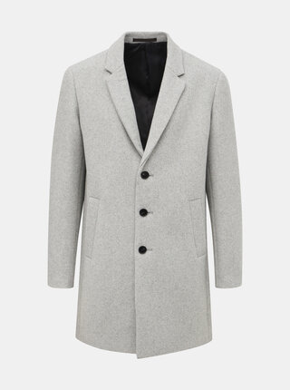 Světle šedý kabát s příměsí vlny Jack & Jones Moulder
