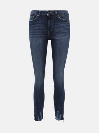 Tmavomodré skrátené extra skinny fit rifle Tom Tailor Denim