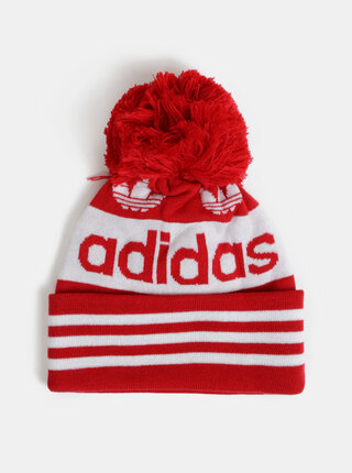 Bielo-červená čapica s bambuľou adidas Originals Jacquard