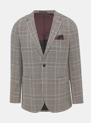 Béžové kostkované oblekové skinny fit sako Burton Menswear London