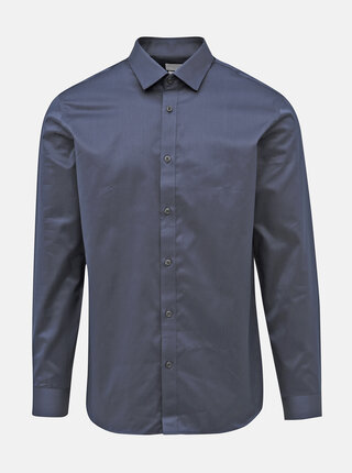 Tmavomodrá slim fit košeľa Selected Homme Pelle Santiago