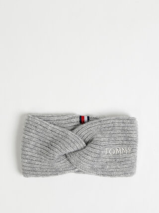Světle šedá čelenka s příměsí vlny Tommy Hilfiger Effortless