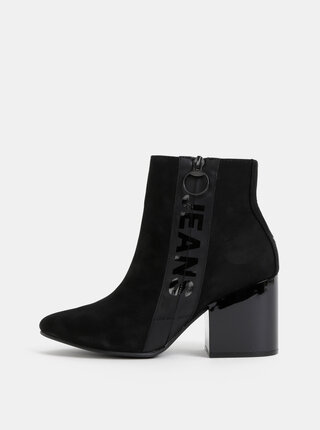 Černé dámské semišové kotníkové boty Tommy Hilfiger