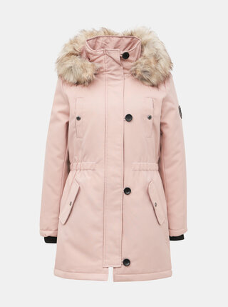 Světle růžová zimní parka ONLY Liris