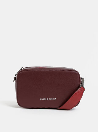 Vínová kožená crossbody kabelka Smith & Canova