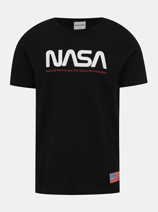 Černé tričko s potiskem Jack & Jones Berkan NASA