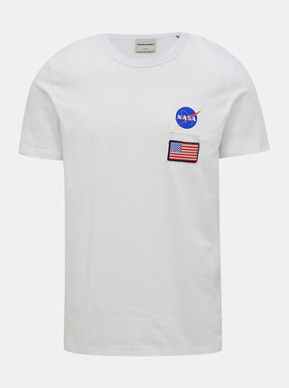 Biele tričko s potlačou Jack & Jones Berkan NASA