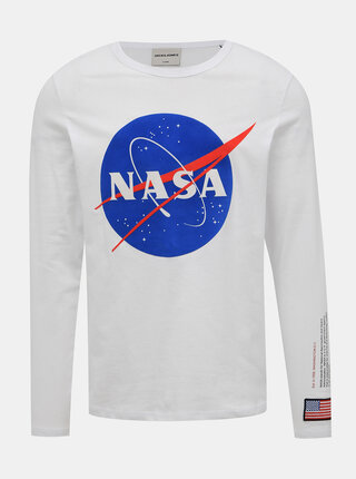 Bílé tričko s potiskem Jack & Jones Carlo NASA