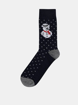 Tmavomodré ponožky s vianočným motívom Jack & Jones Elemets X-Mas