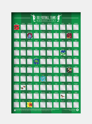 Zelený stierací plagát Gift Republic 100 fotbalových týmů