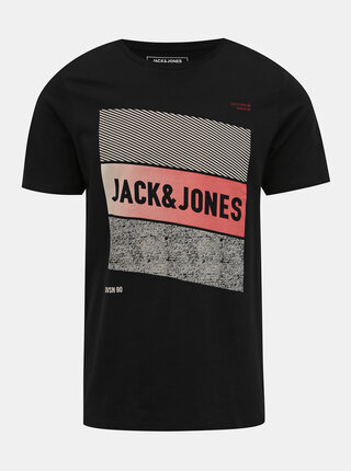 Černé tričko s potiskem Jack & Jones Booster