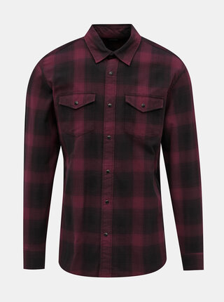 Vínová kostkovaná slim fit košile Jack & Jones Travis