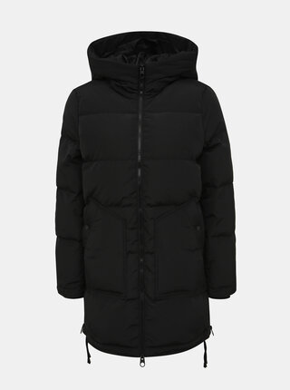 Černý zimní prošívaný kabát se zipy na bocích VERO MODA Oslo