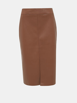 Hnedá koženková púzdrová sukňa Dorothy Perkins Tan