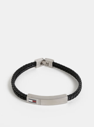 Černý pánský kožený náramek Tommy Hilfiger