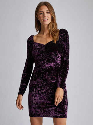 Fialové sametové pouzdrové šaty Dorothy Perkins