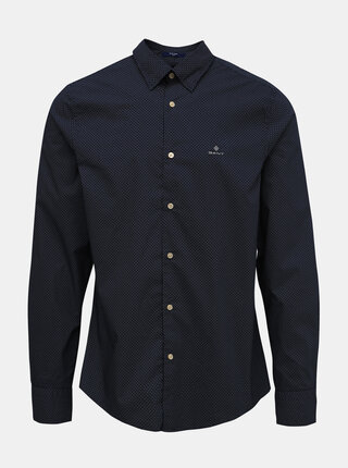 Tmavě modrá pánská vzorovaná slim fit košile GANT