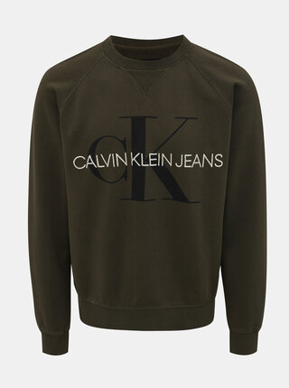 Khaki pánská mikina s potiskem Calvin Klein Jeans