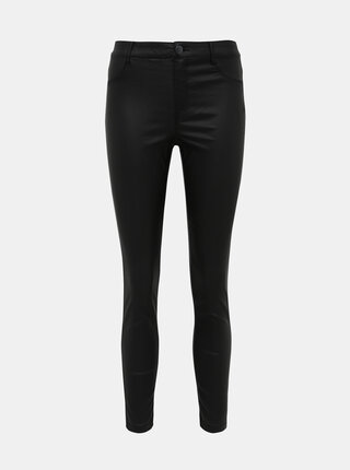 Černé zkrácené kalhoty s povrchovou úpravou Dorothy Perkins Frankie