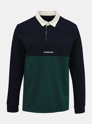 Zeleno-modré polo tričko Jack & Jones Rugby