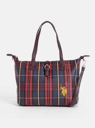 Vínová kostkovaná kabelka U.S. Polo Assn. Patterson