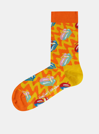 Oranžovo-žluté vzorované ponožky Happy Socks Rolling Stones