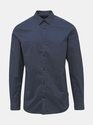 Tmavomodrá bodkovaná slim fit košeľa ONLY & SONS Alves
