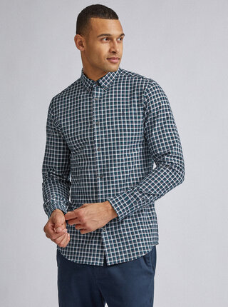 Zelená kostkovaná slim fit košile Burton Menswear London