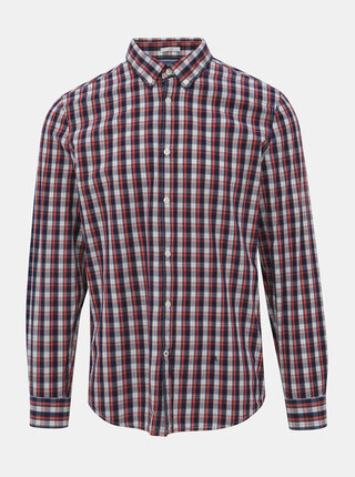 Modro-červená pánská kostkovaná slim fit košile Pepe Jeans Albert