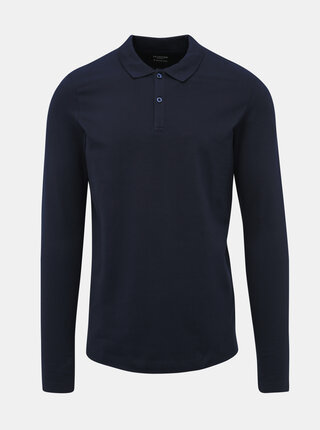 Tmavomodrá basic polokošeľa Selected Homme Milano