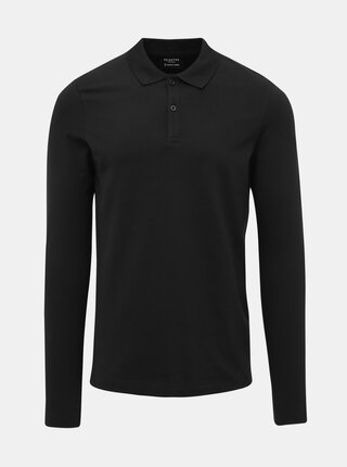 Čierna basic polokošeľa Selected Homme Milano
