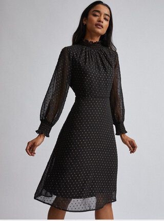 Černé puntíkované šaty Dorothy Perkins Petite