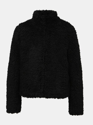 Černý krátký kabát z umělé kožešiny VERO MODA Viriginia