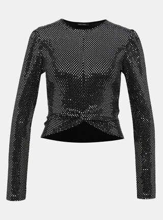 Čierny trblietavý crop top TALLY WEiJL Diablo