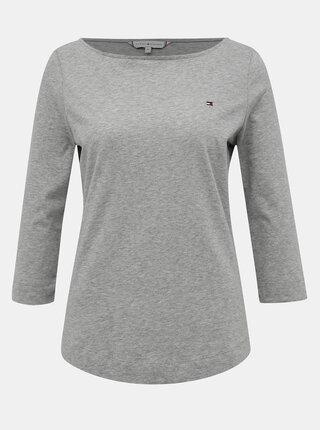 Šedé dámske basic tričko s 3/4 rukávom Tommy Hilfiger