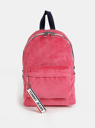 Růžový dámský manšestrový batoh Tommy Hilfiger
