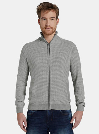 Světle šedý pánský svetr na zip Tom Tailor