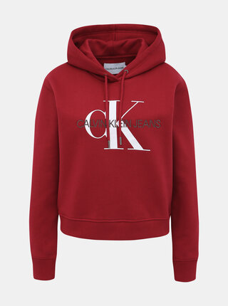 Vínová dámska mikina s potlačou Calvin Klein Jeans