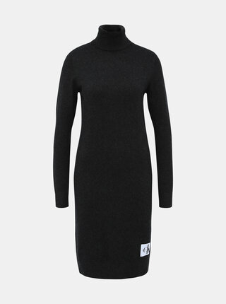 Tmavošedé svetrové šaty s prímesou vlny Calvin Klein Jeans